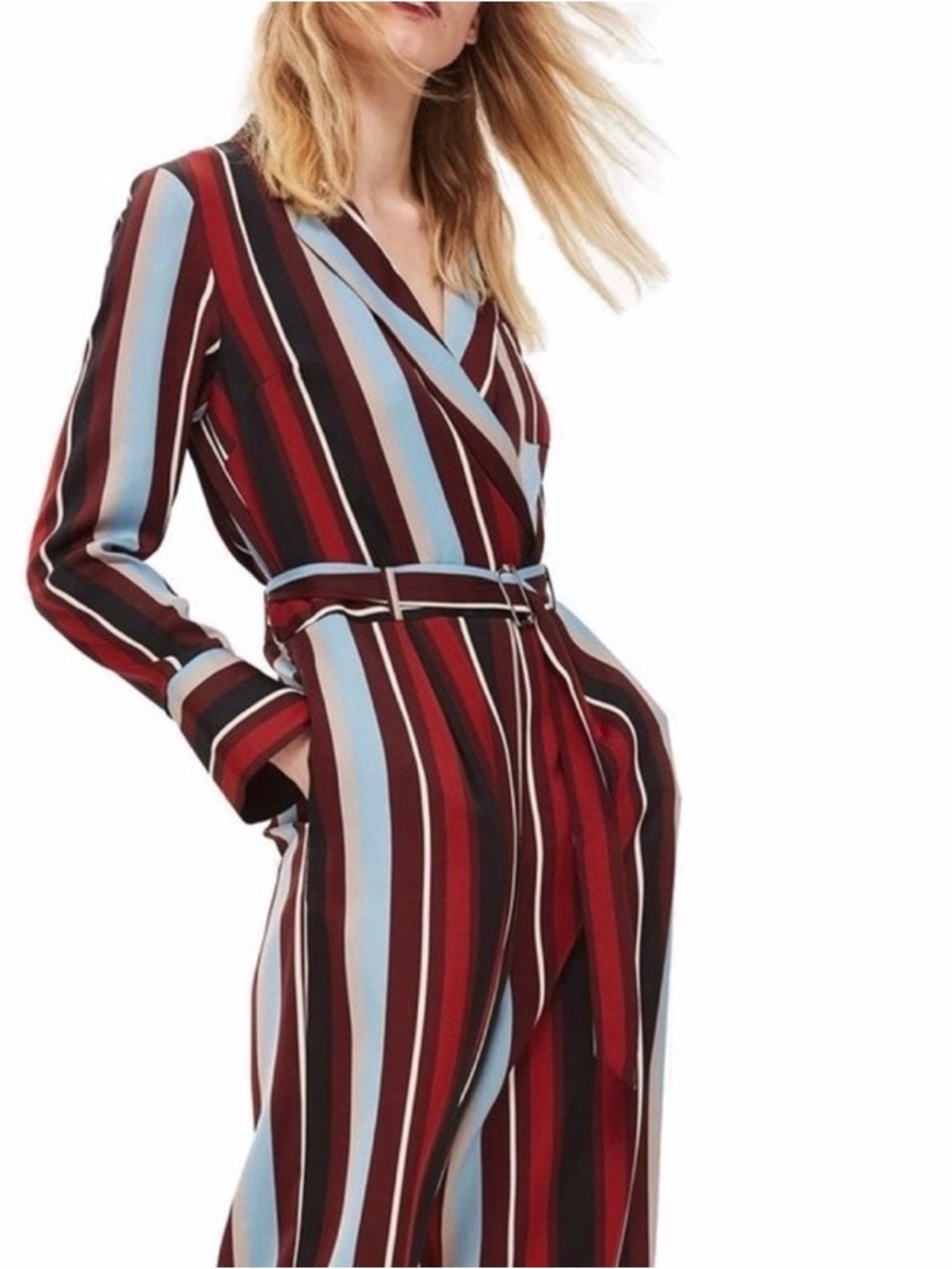 Topshop striped wide leg jumpsuit -70s inspired